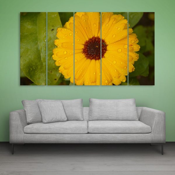 Multiple Frames Beautiful Yellow Flower Wall Painting for Living Room