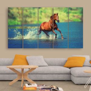 Multiple Frames Beautiful Running Horse Wall Painting for Living Room