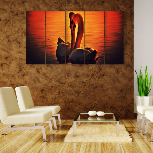 Multiple Frames Beautiful Birds Wall Painting for Living Room