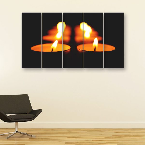 Multiple Frames Beautiful Candles Wall Painting for Living Room
