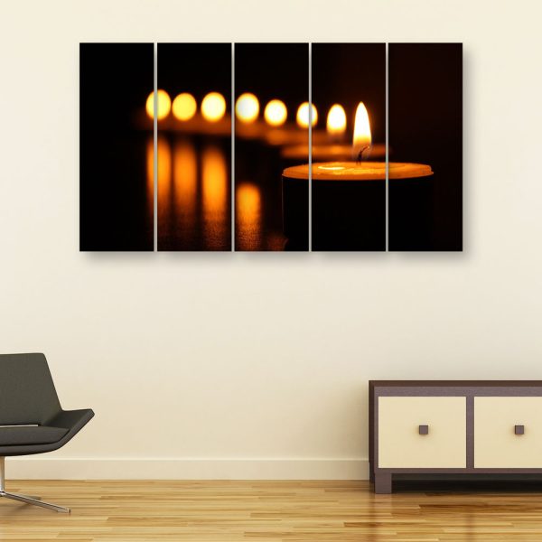 Multiple Frames Beautiful Candles Wall Painting for Living Room