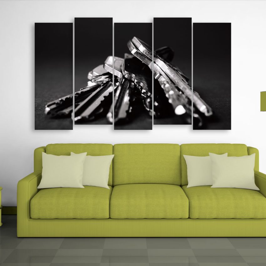 Multiple Frames Beautiful Keys Wall Painting for Living Room