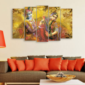 Multiple Frames Beautiful Radha Krishna Wall Painting for Living Room