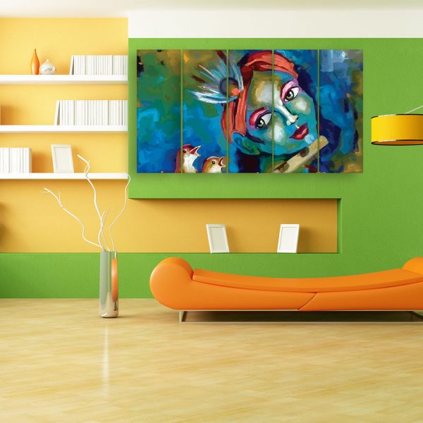 Multiple Frames Beautiful Krishna Art Wall Painting for Living Room