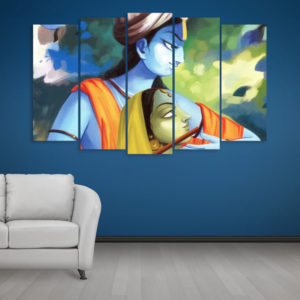 Multiple Frames Beautiful Radha Krishna Art Wall Painting for Living Room